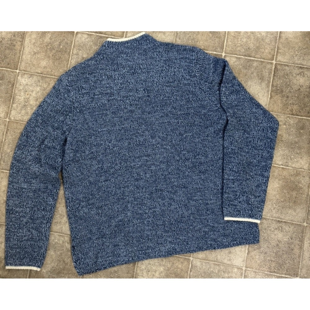 Appleseed's Women Blue W/White Trim Button Detail Mock Neck Sweater Sz L - Picture 8 of 8